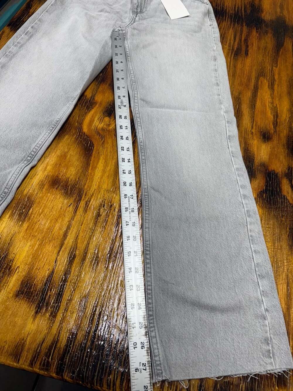 Zara Straight Fit Jeans Size 2 Grey Denim Raw Hem - Picture 3 of 11